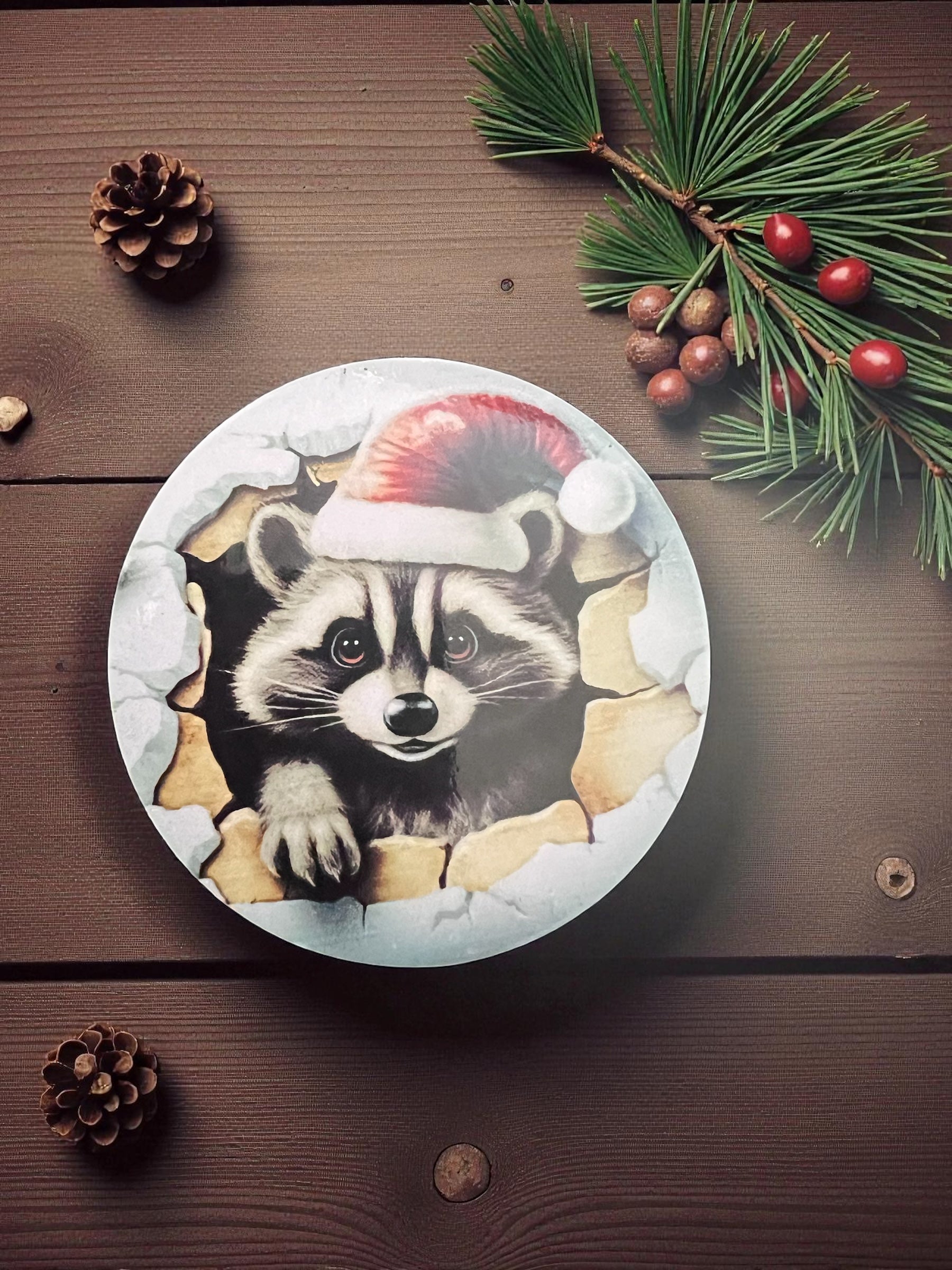 Kylskåpsmagnet – Jul Tvättbjörn