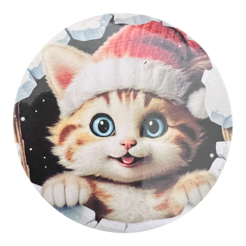 Kylskåpsmagnet – Julkatt med Blå Ögon