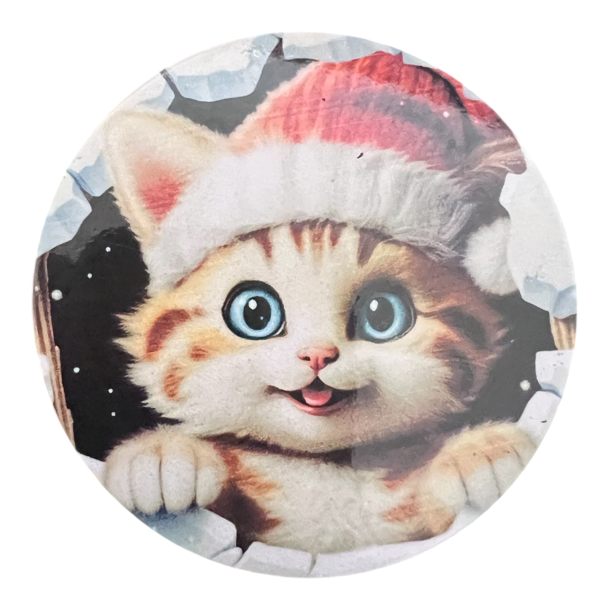 Kylskåpsmagnet – Julkatt med Blå Ögon