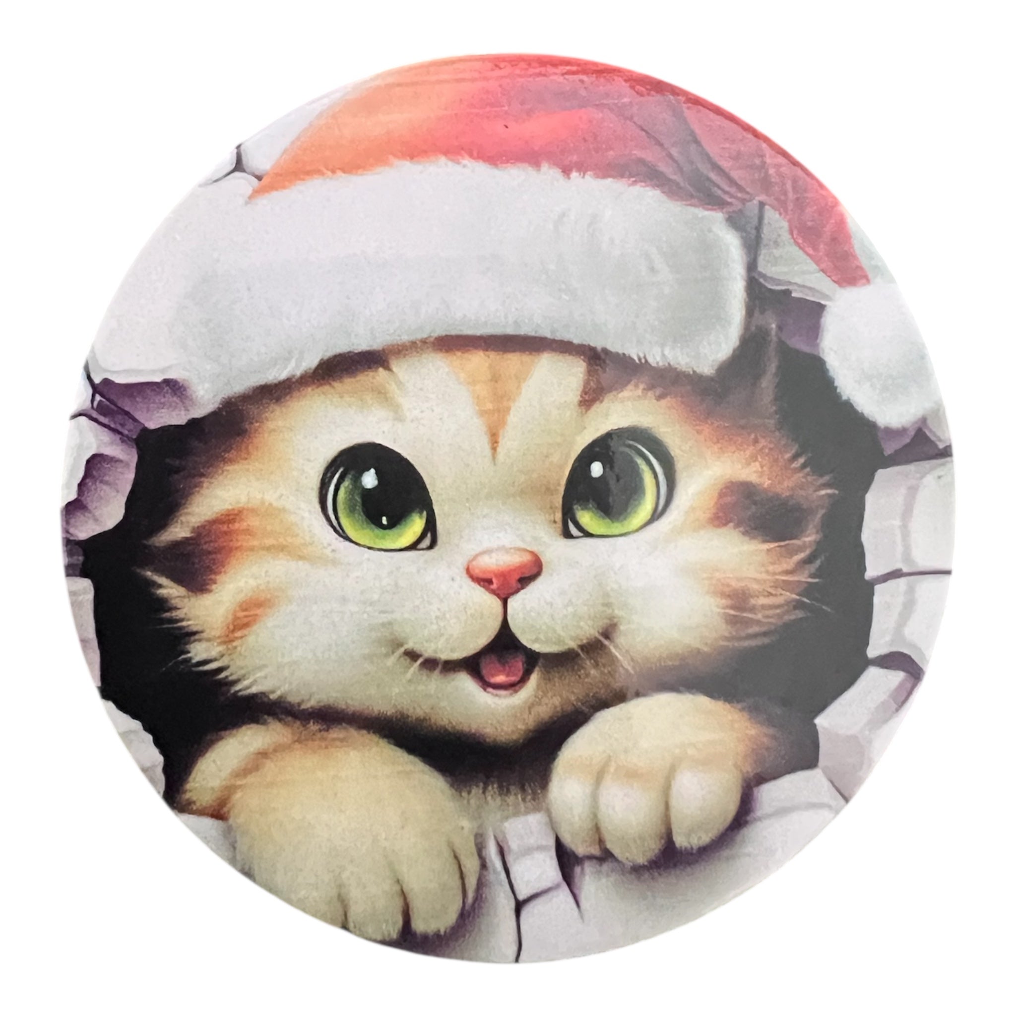 Kylskåpsmagnet – Julkatt med Gröna Ögon