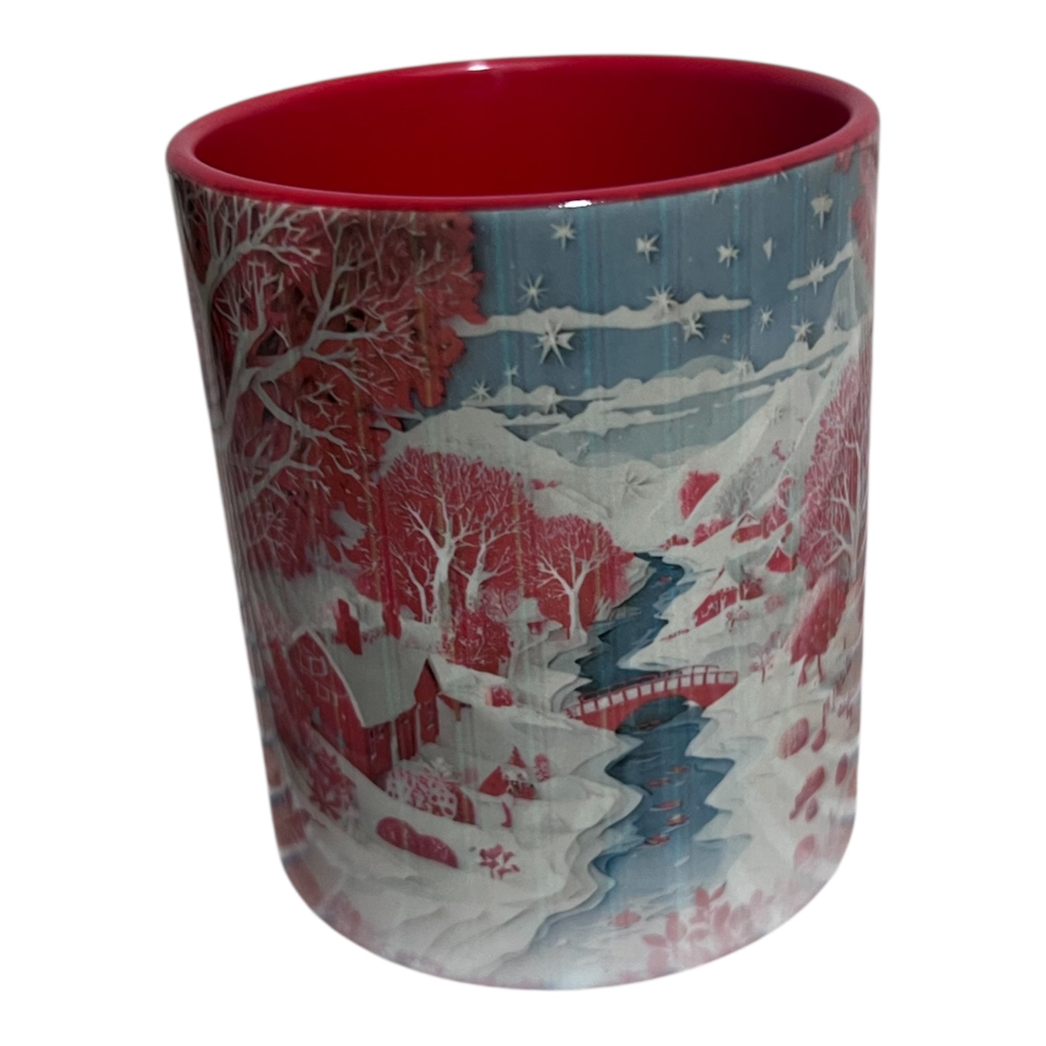 Julmugg – Vinterlandskap – Röd Insida – 11 oz