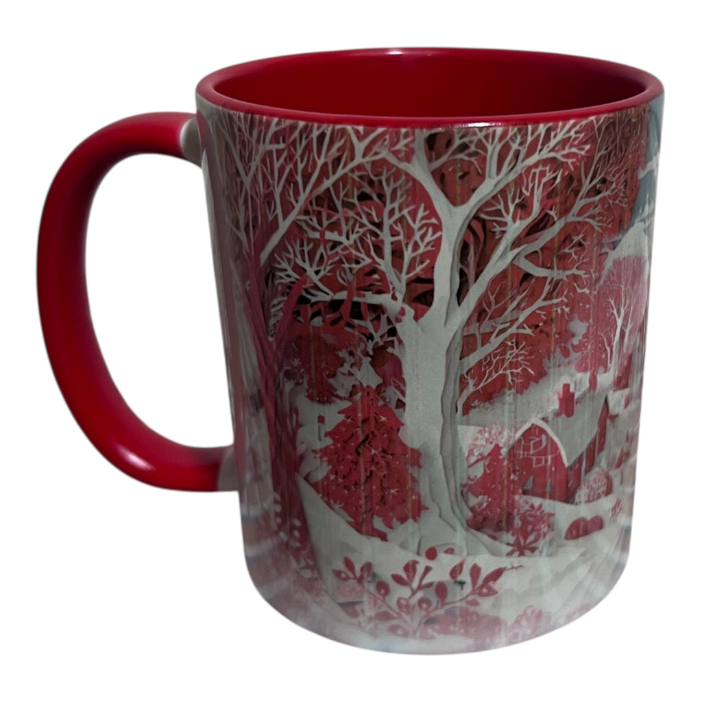 Julmugg – Vinterlandskap – Röd Insida – 11 oz