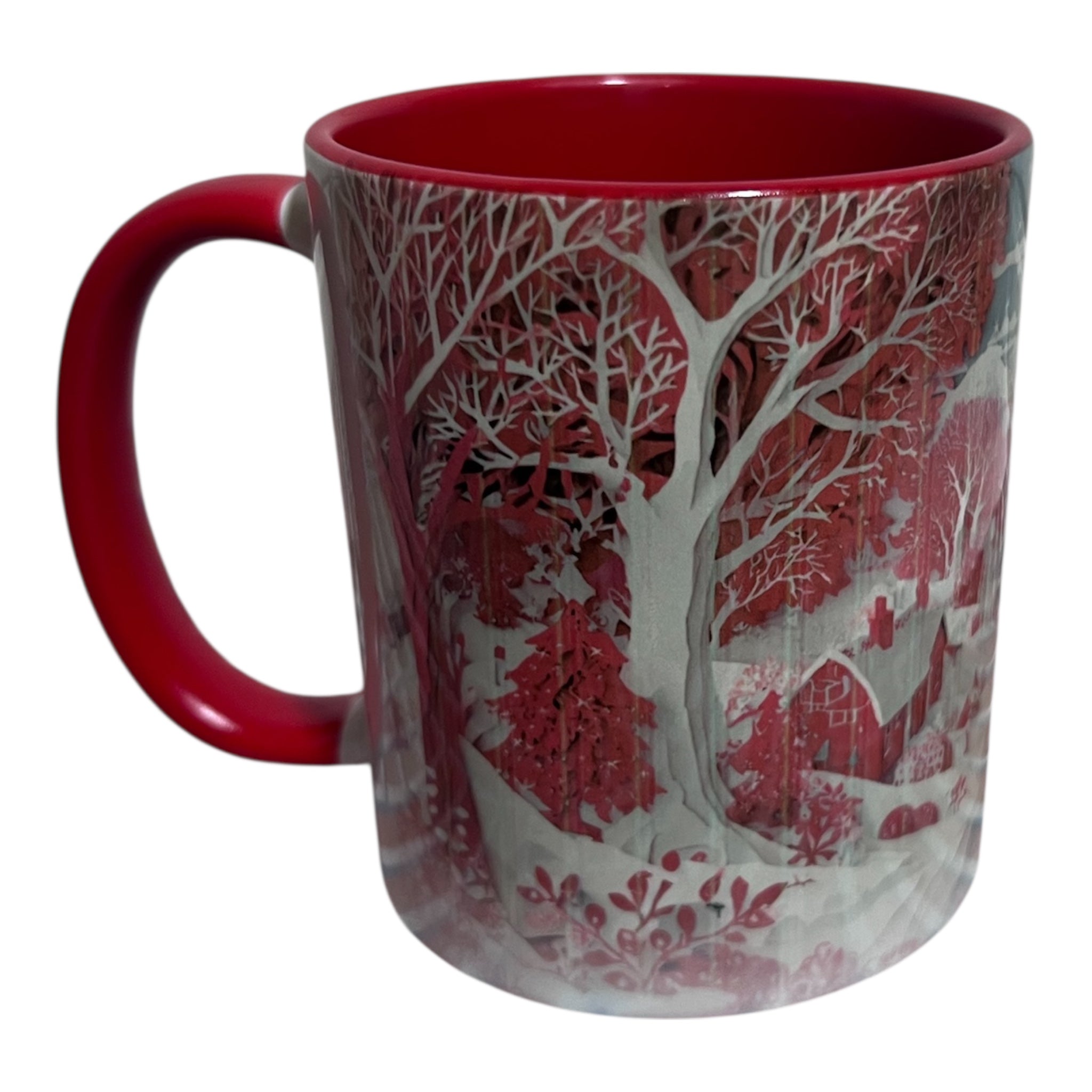 Julmugg – Vinterlandskap – Röd Insida – 11 oz