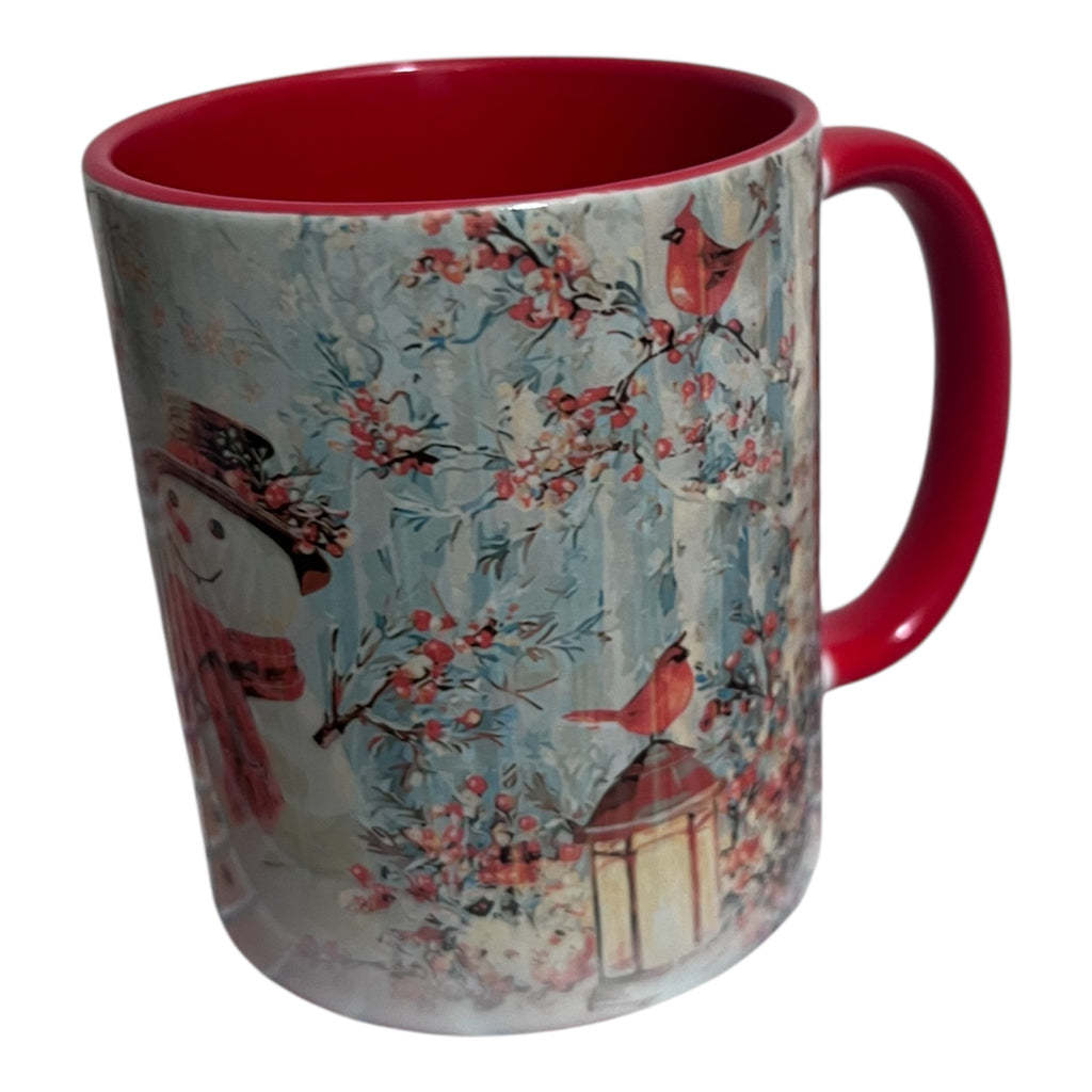 Julmugg – Snögubbe & Kardinal – Röd Insida – 11 oz