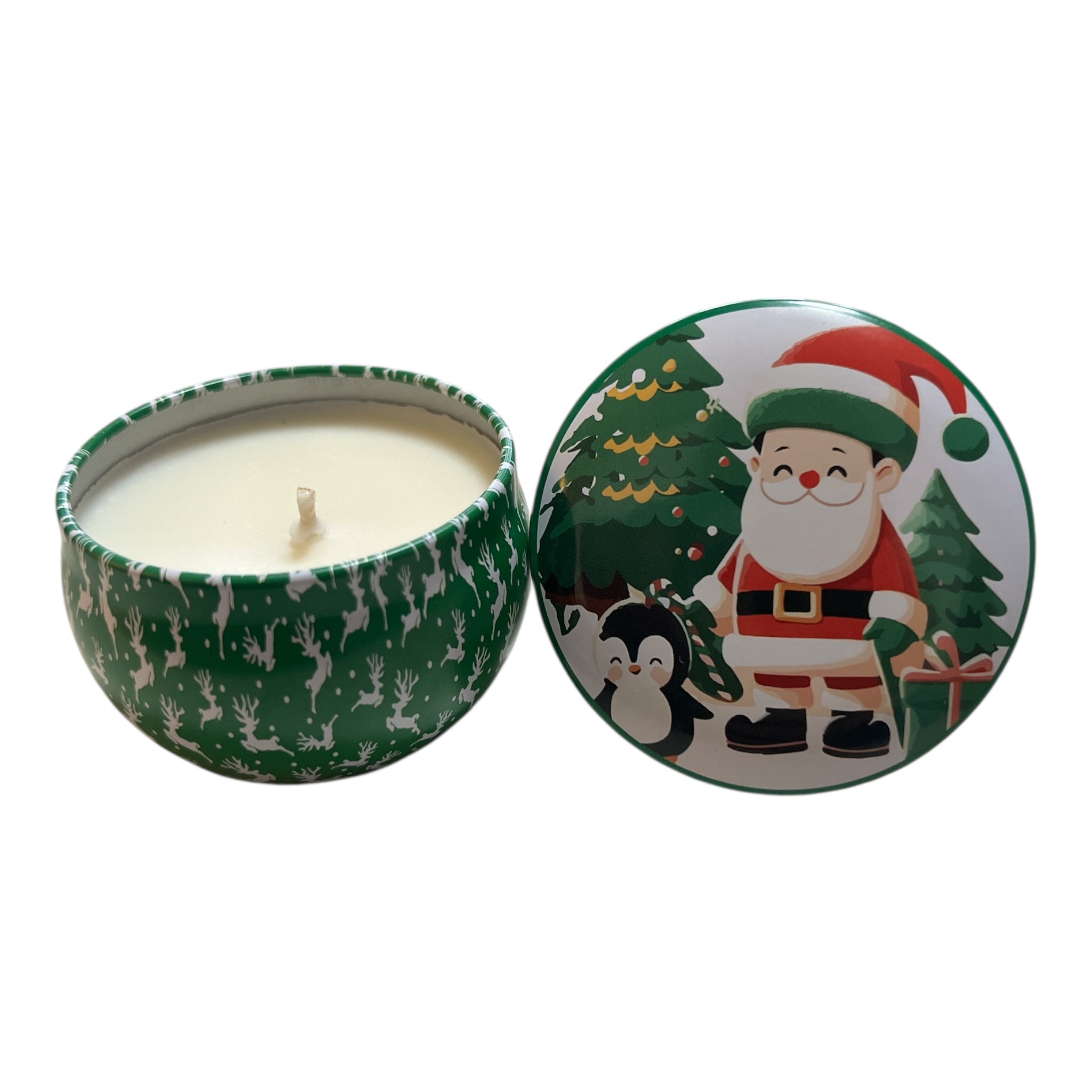 Handgjort sojavaxljus i dekorativ julburk.