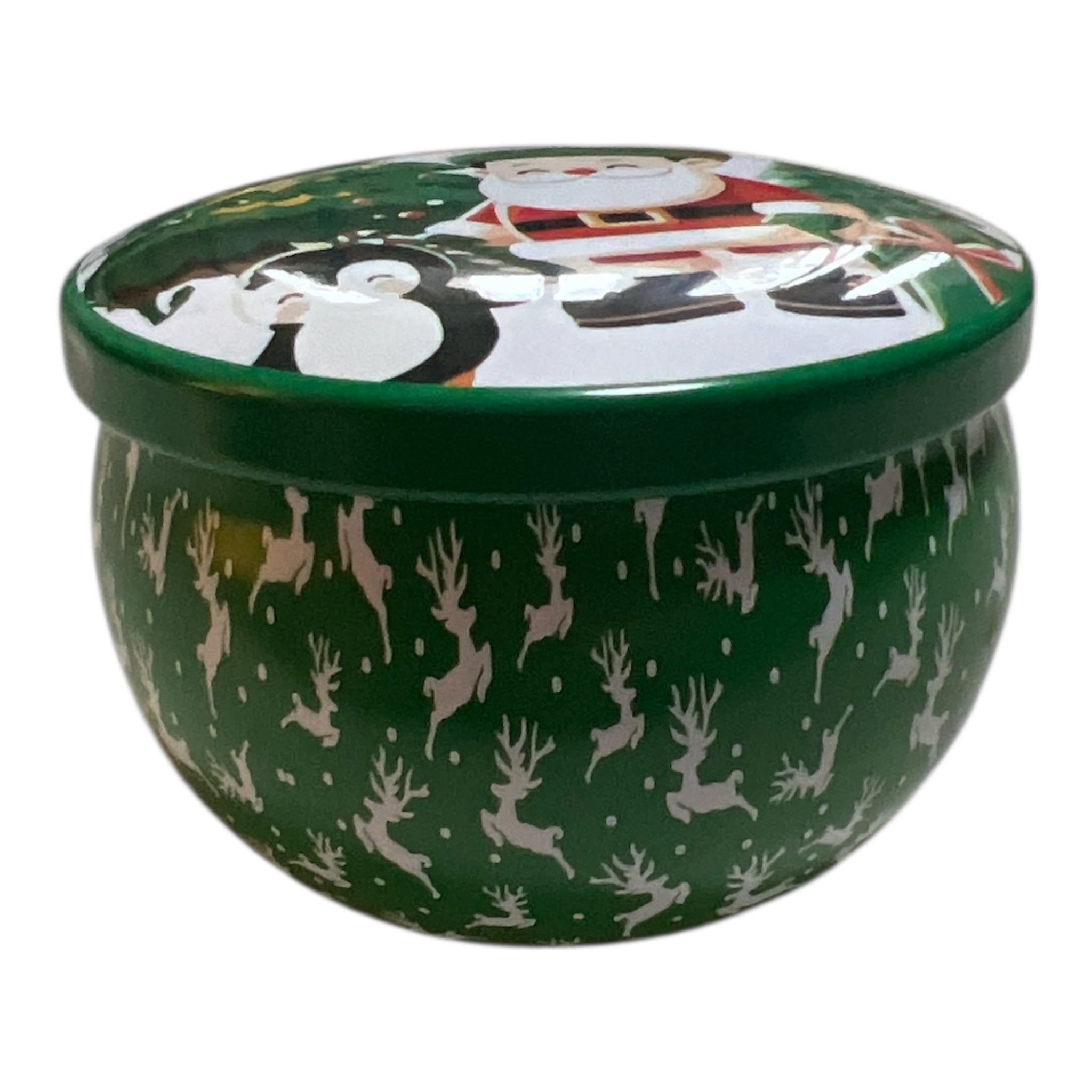 Handgjort sojavaxljus i dekorativ julburk.