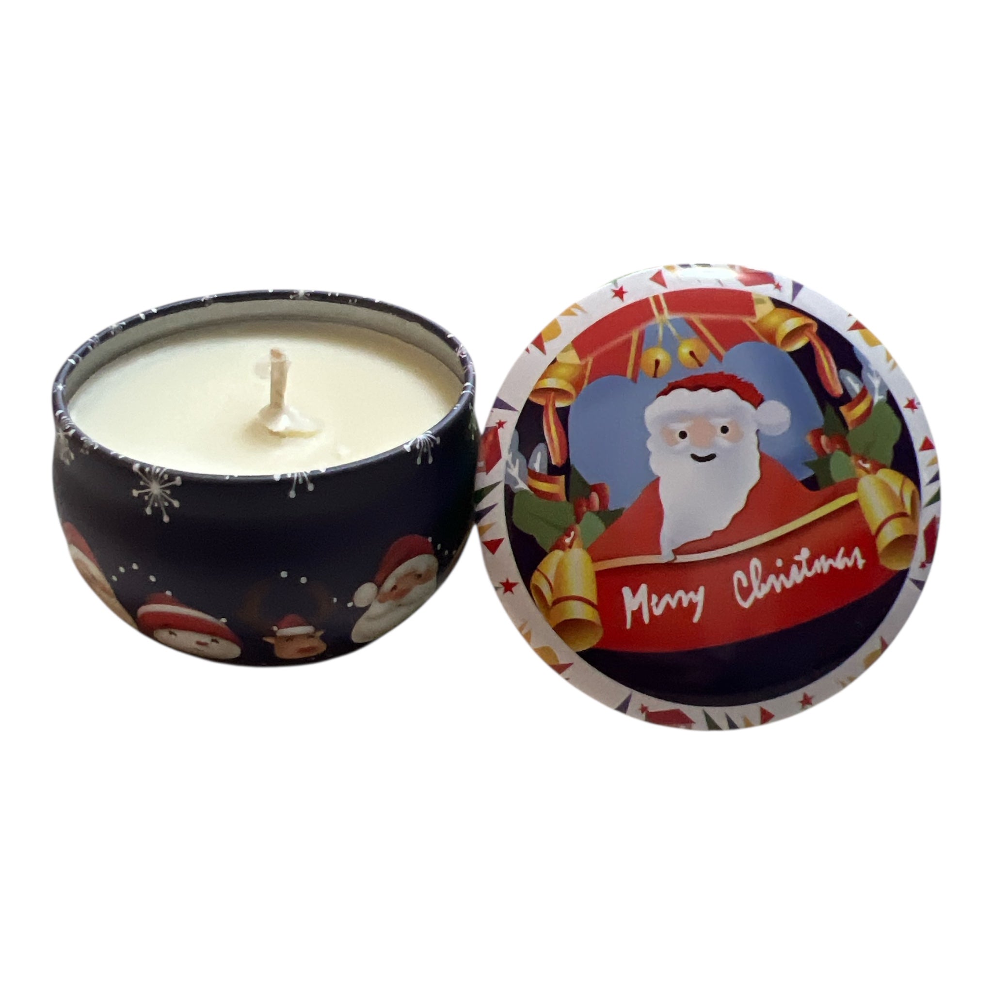 Handgjort sojavaxljus i dekorativ julburk.