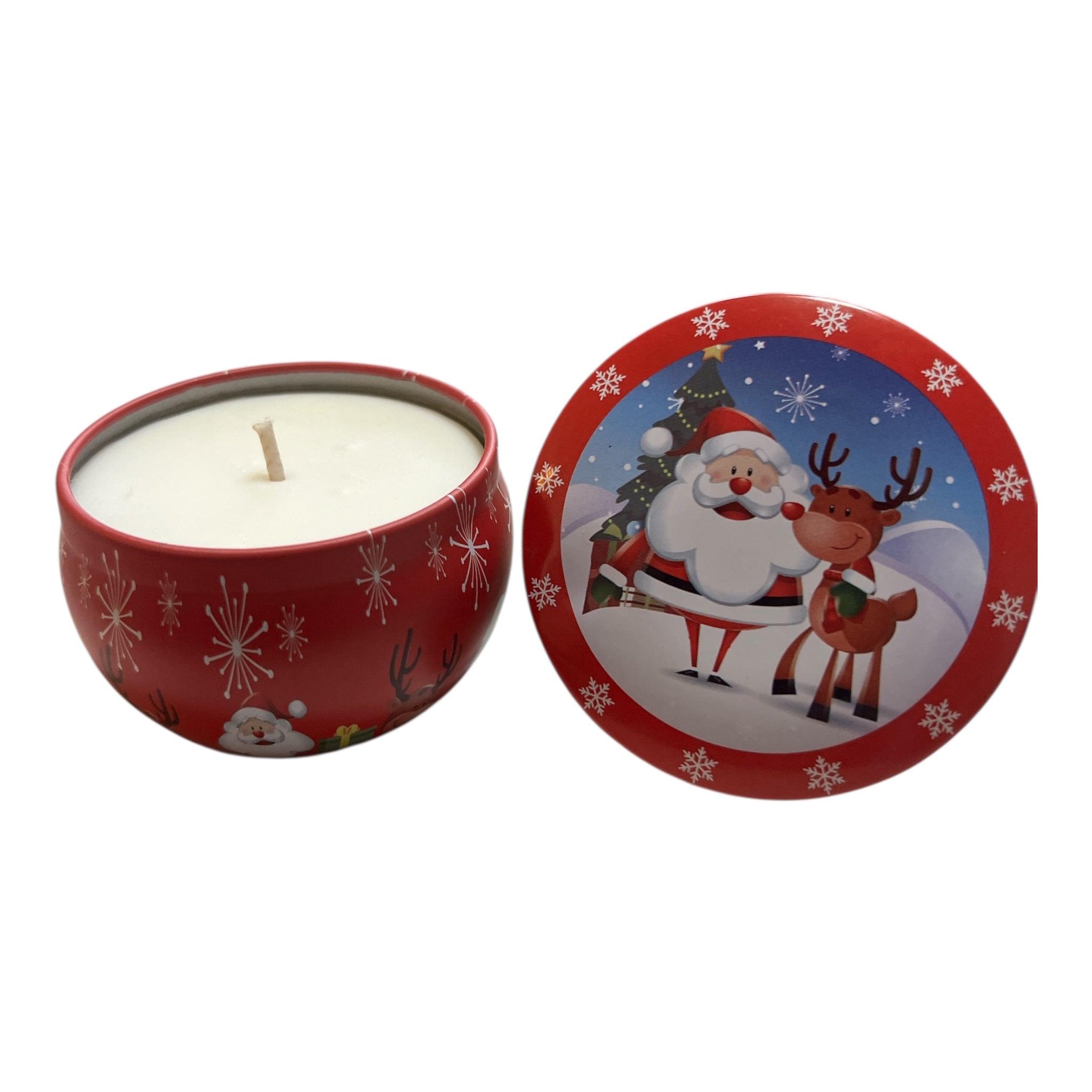 Handgjort sojavaxljus i dekorativ julburk.