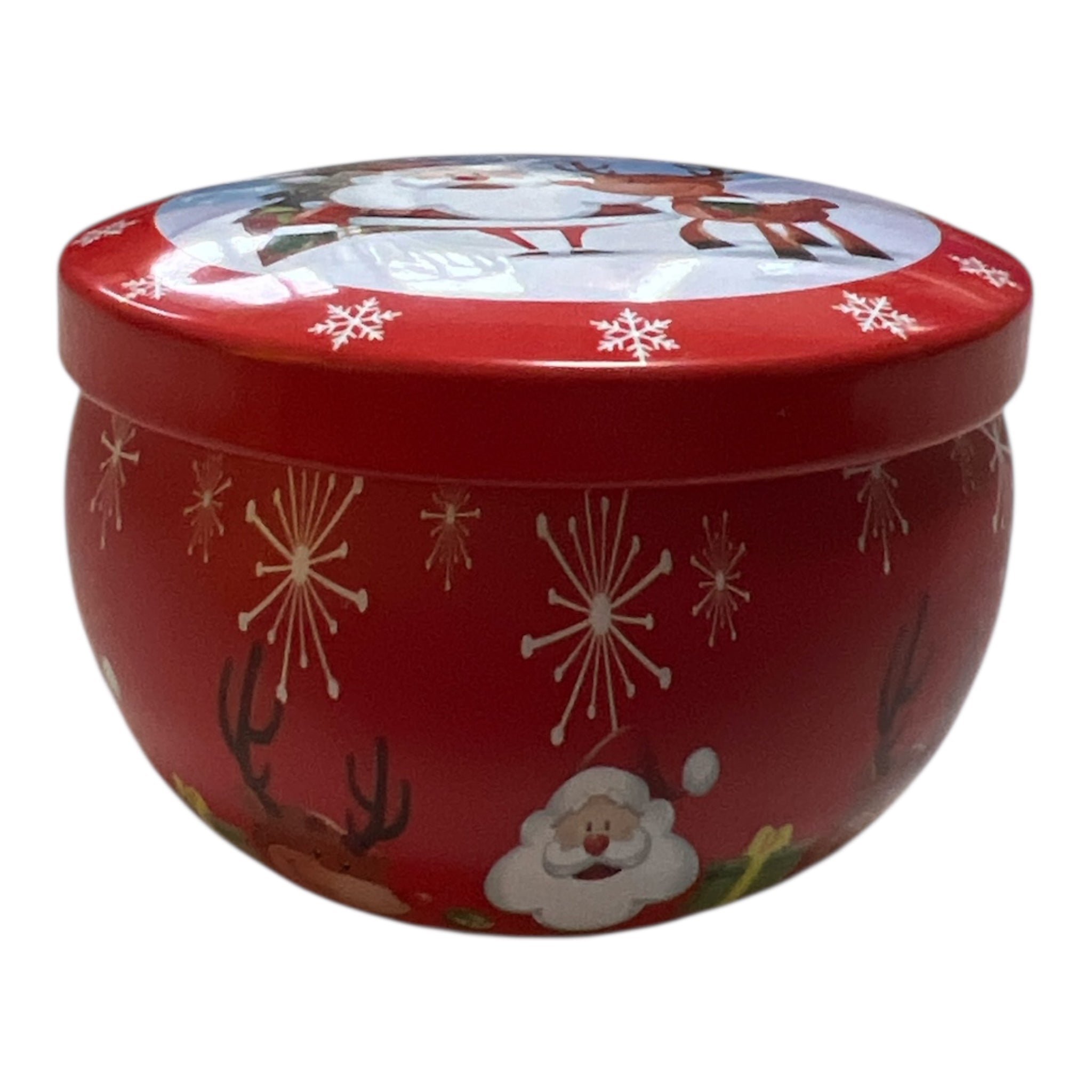 Handgjort sojavaxljus i dekorativ julburk.